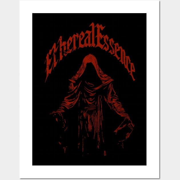 Medieval Cloaked Figure Dark Fantasy Red Wall Art by EtherealEssence